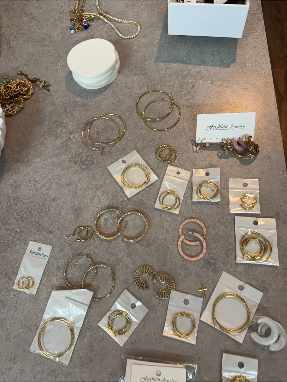 Gold Hoop Earrings Set BUNDLE - Women Jewelry